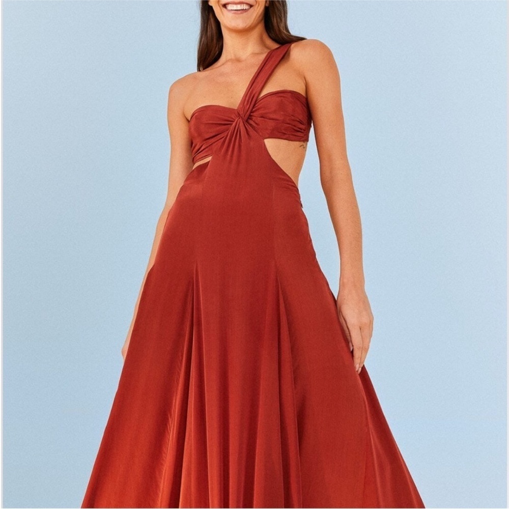 NWT Farm Rio Plunge Neckline Midi Length Dress- Size Large - Picture 2 of 7